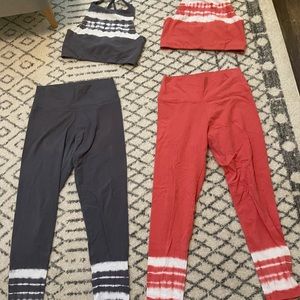 —SOLD—Tie Dye yoga tops and bottoms 2 sets size Large